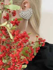 YSL Yves Saint Laurent  80`S  Heart Vintage Earrings Silver