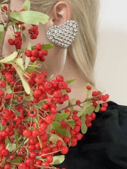 YSL Yves Saint Laurent  80`S  Heart Vintage Earrings Silver