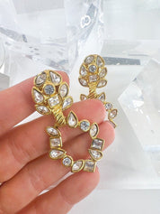 【SOLD OUT】YSL Large Yves Saint Laurent Vintage Multifaceted Crystals Dangle Hoop  Earrings