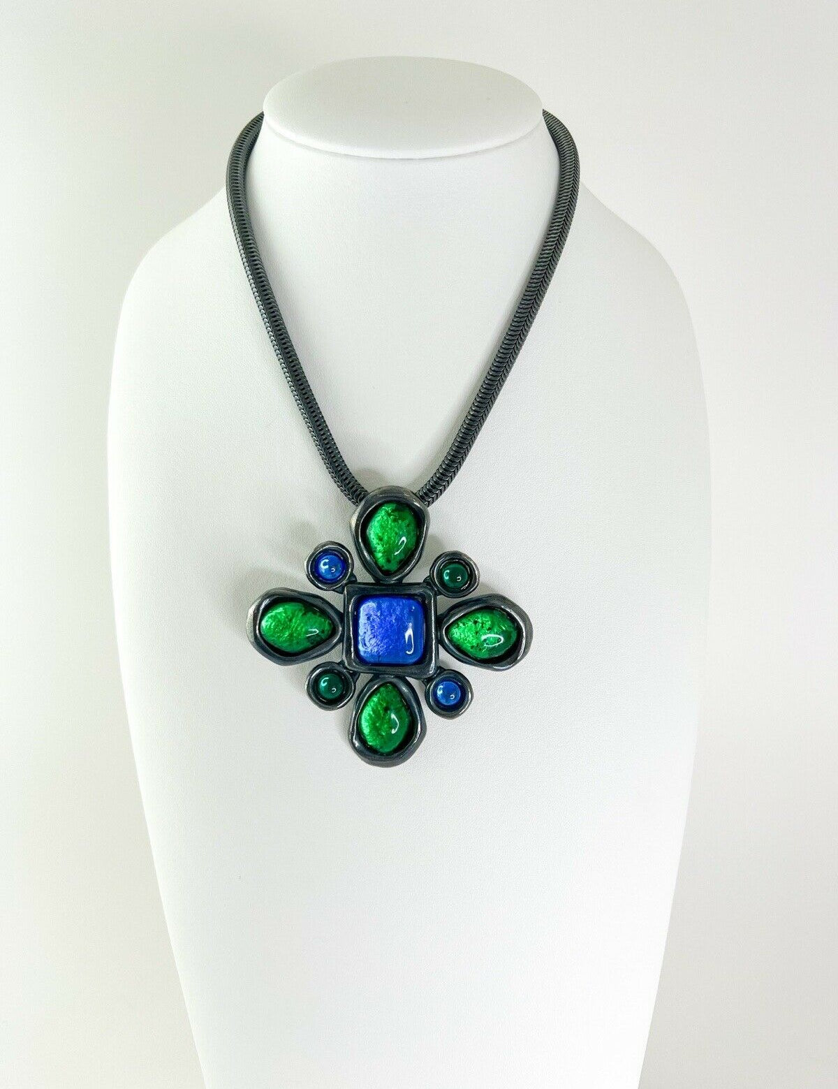YSL Yves Saint Laurent rive gauche Made in France Necklace Gripoix Large