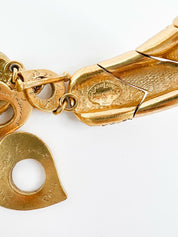 YSL Yves Saint Laurent rive gauche Made in France Vintage Necklace Choker Gold Rhinestones