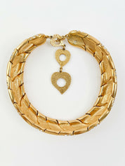 YSL Yves Saint Laurent rive gauche Made in France Vintage Necklace Choker Gold Rhinestones