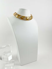 YSL Yves Saint Laurent rive gauche Made in France Vintage Necklace Choker Gold Rhinestones