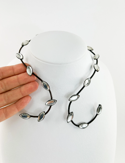 Vintage YSL Yves Saint Laurent Necklace, Rive Gauche Necklace, Choker Necklace, Made in France, Cabochon Charm Necklace, Gift for her