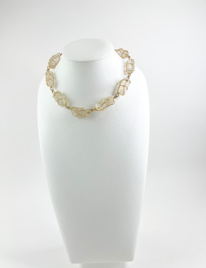 YSL Yves Saint Laurent Vintage Necklace  Natural Rock Crystal