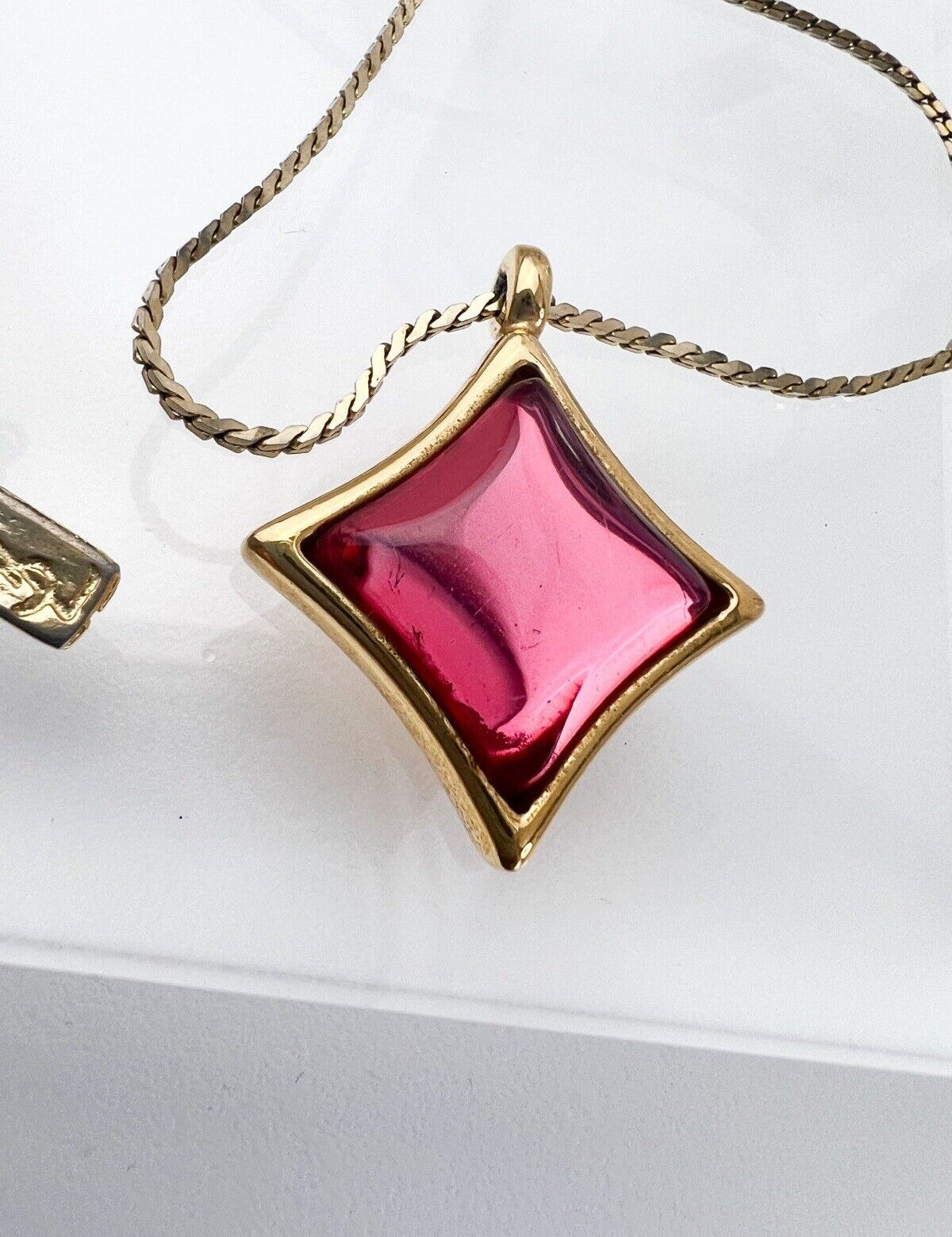 YSL Yves Saint Laurent Vintage Necklace Gold Cabochon