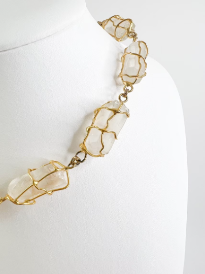 YSL Yves Saint Laurent Vintage Necklace  Natural Rock Crystal