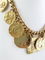 YSL Yves Saint Laurent Vintage Necklace Gold, charm necklace, medallion disc