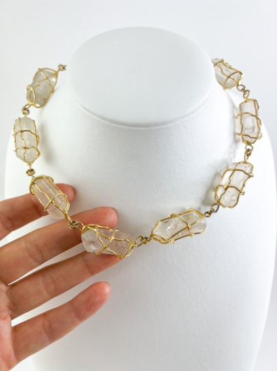YSL Yves Saint Laurent Vintage Necklace  Natural Rock Crystal