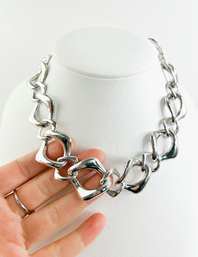 Vintage YSL Yves Saint Laurent Necklace, Chain Necklace, Necklace Large, silver Choker Necklace, Chain Necklace silver , Jewelry necklace