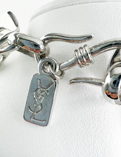 Vintage YSL Yves Saint Laurent Necklace, Chain Necklace, Necklace Large, silver Choker Necklace, Chain Necklace silver , Jewelry necklace