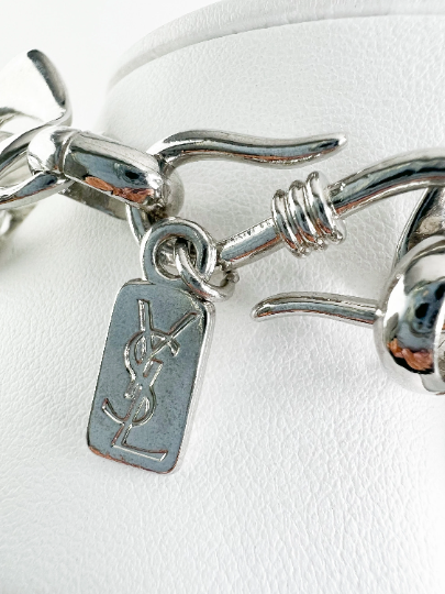 Vintage YSL Yves Saint Laurent Necklace, Chain Necklace, Necklace Large, silver Choker Necklace, Chain Necklace silver , Jewelry necklace