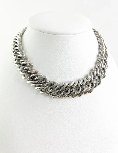 YSL Yves Saint Laurent Vintage Necklace Silver Choker Chain