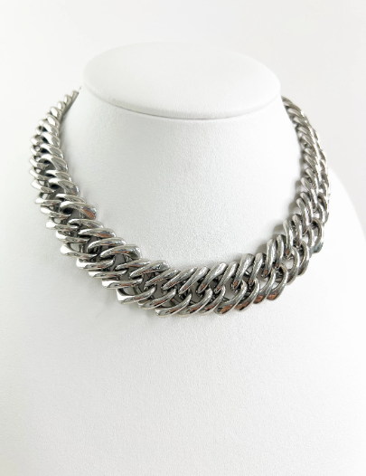 YSL Yves Saint Laurent Vintage Necklace Silver Choker Chain