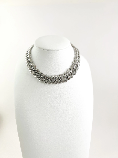 YSL Yves Saint Laurent Vintage Necklace Silver Choker Chain