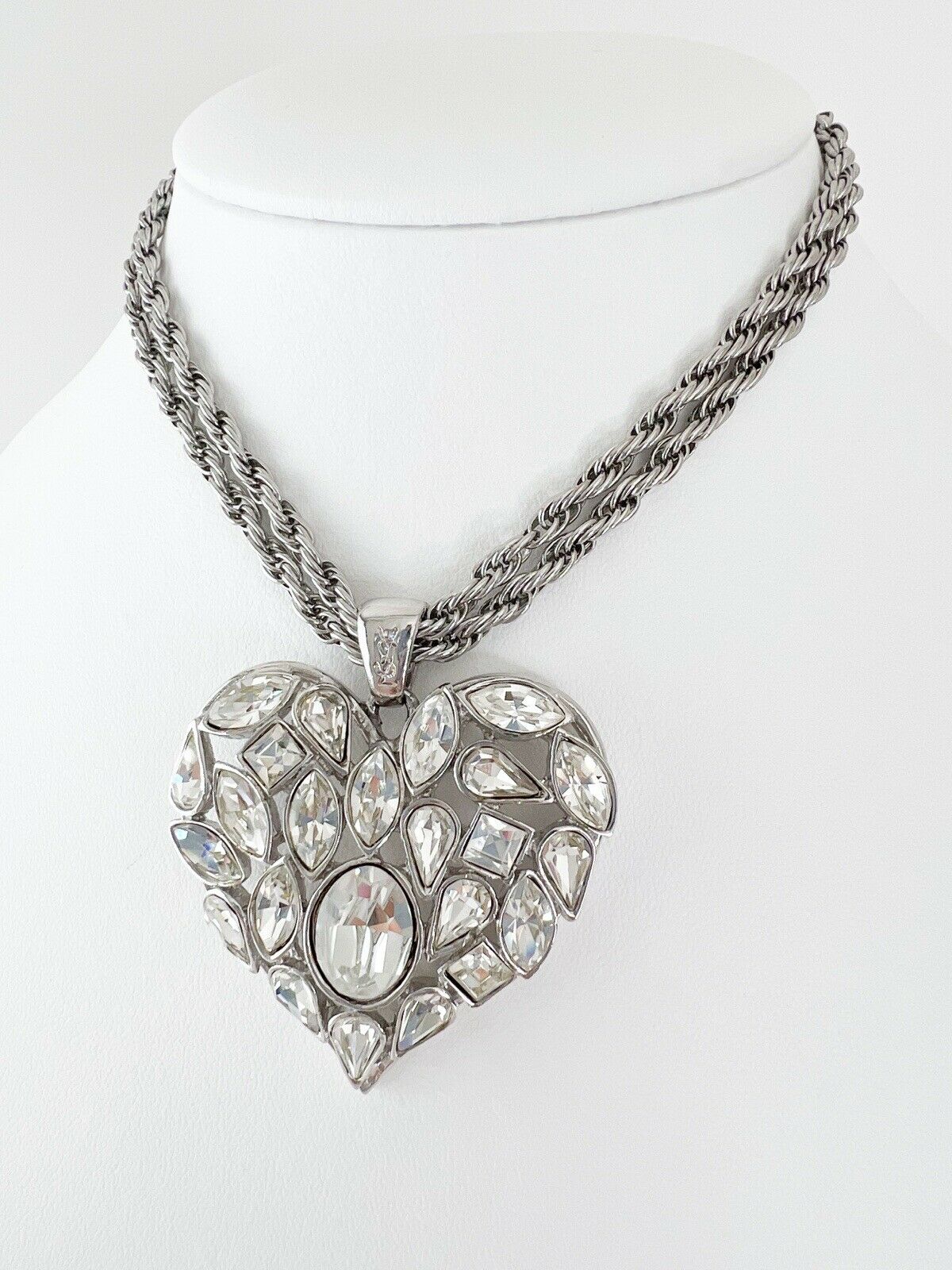 Yves Saint-Laurent Heart Chain Necklace Pendant - Chelsea Vintage Couture