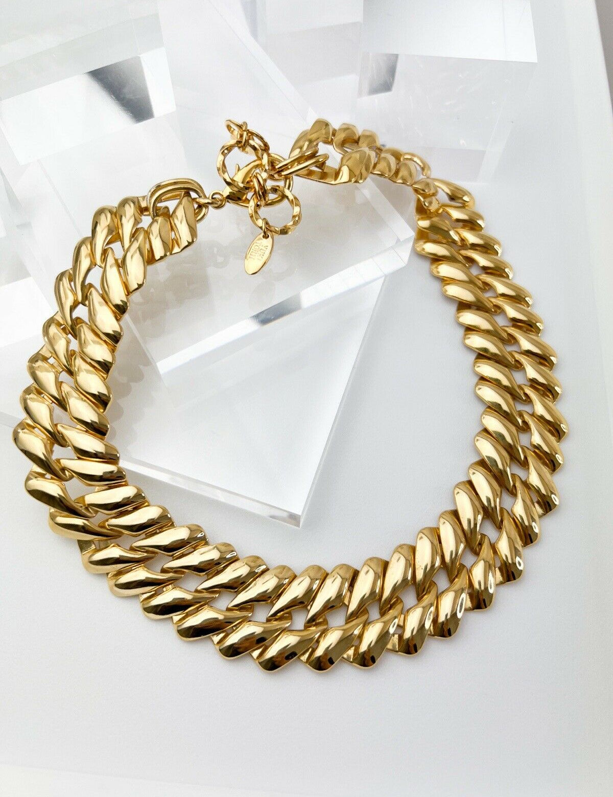Yuki Torii Vintage Necklace Chunky Chain Choker Gold